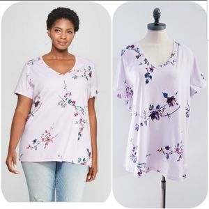 women's light purple floral shirt